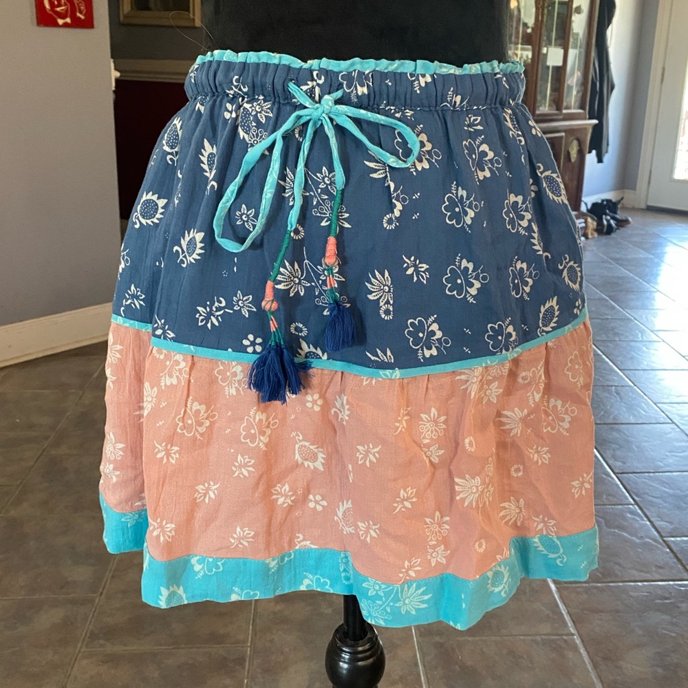Kopal skirt boho 100% cotton small multicolored mini